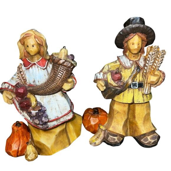 Thanksgiving Pilgrims and figurines  Harvest Centerpiece Mantel home Decor - Picture 3 of 8